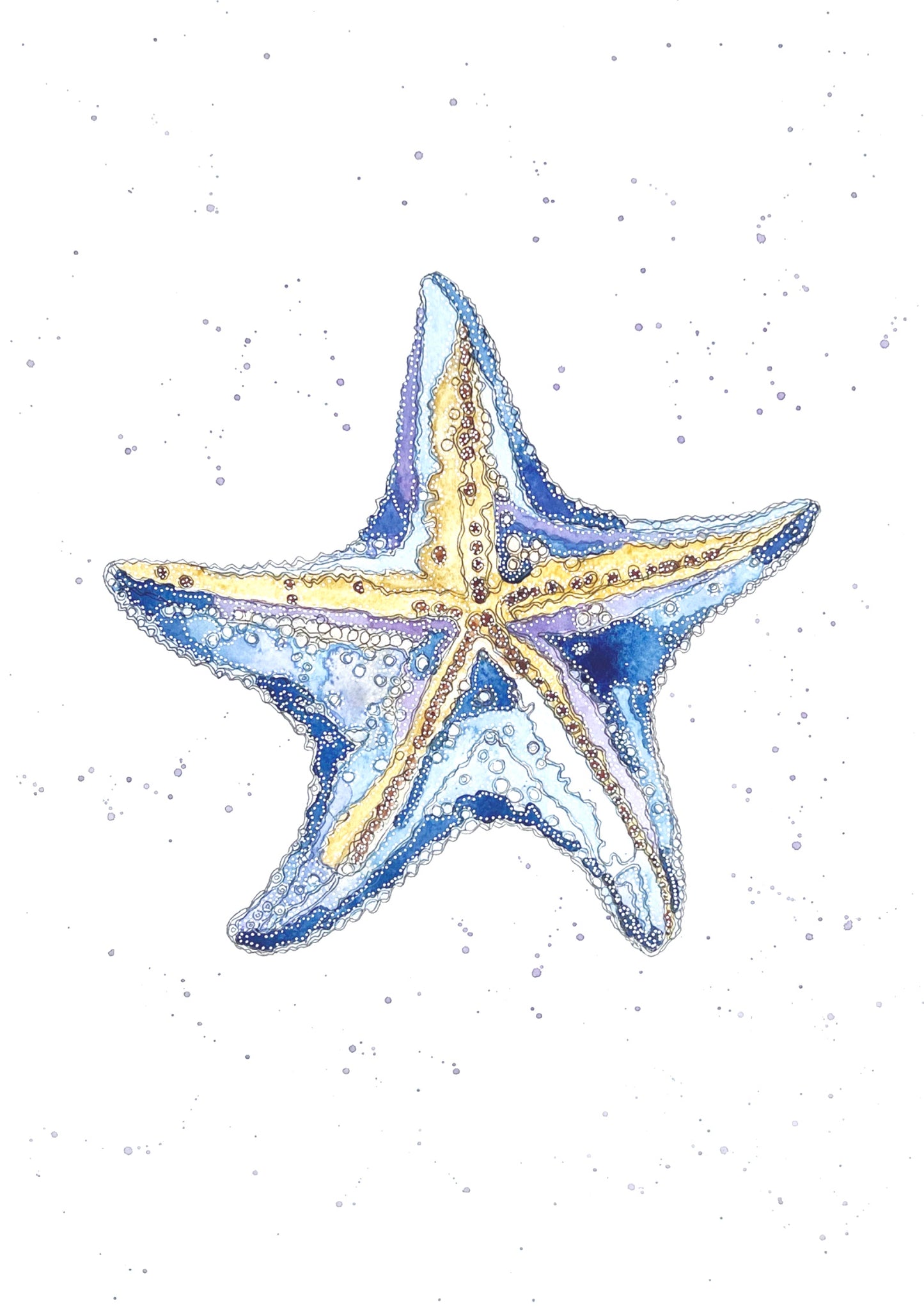 Blue Starfish Print