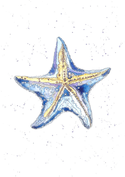 Blue Starfish Print