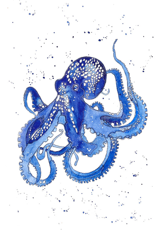 Blue Octopus 2 Print