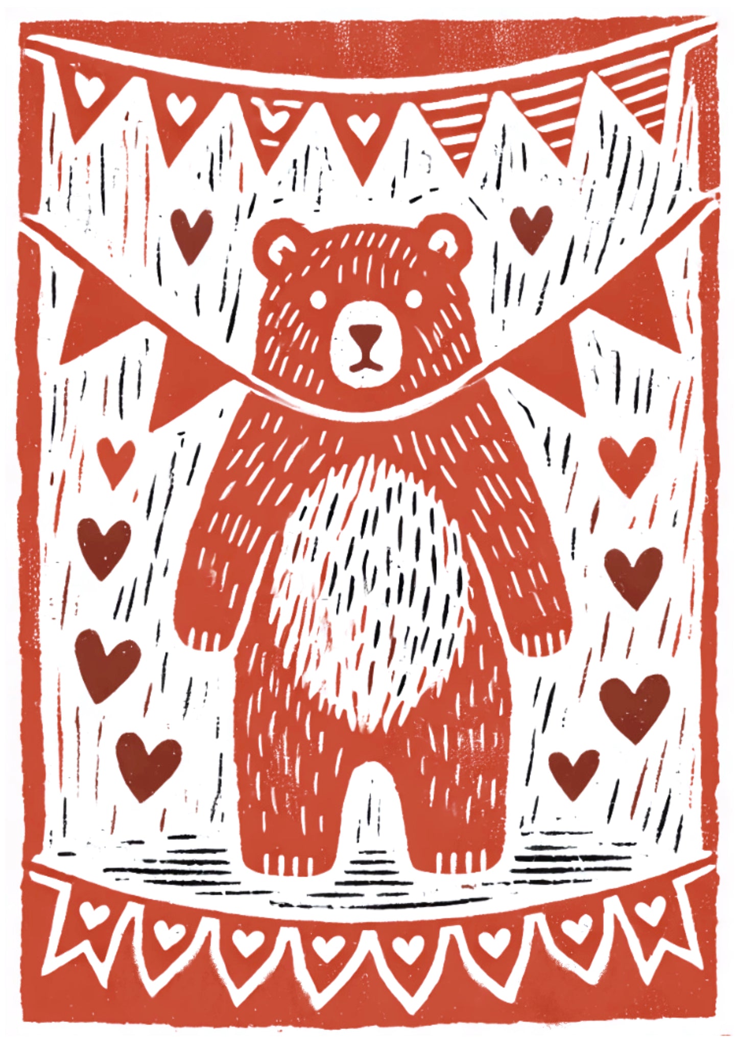 Mr Bear Lino Print