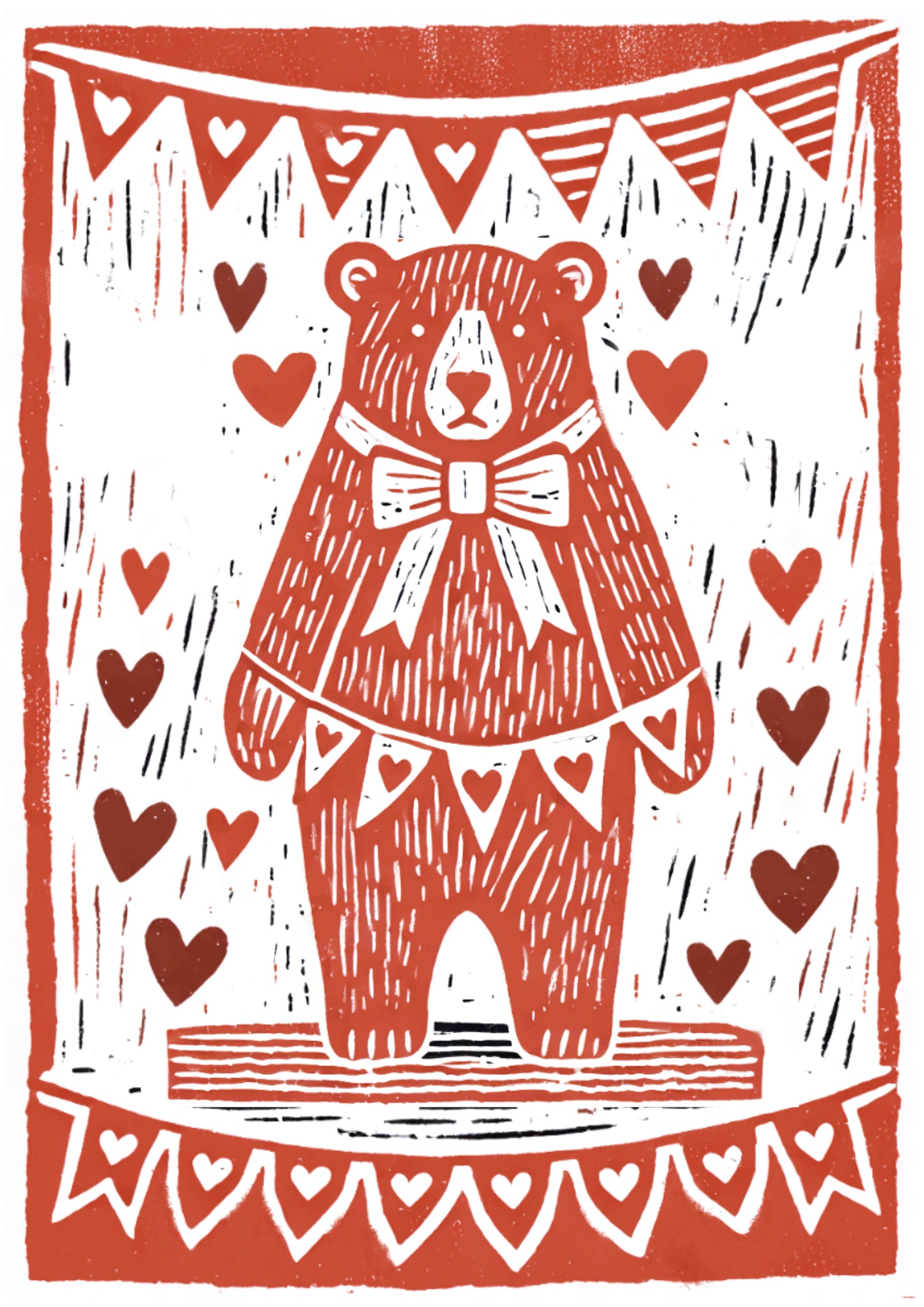 Mrs Bear Lino Print