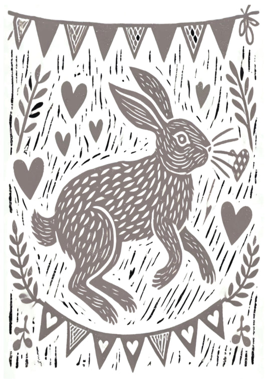 Hare Lino Print